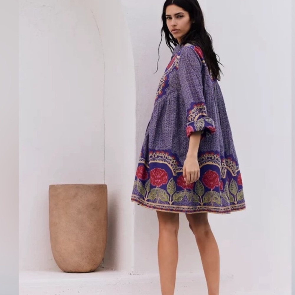 Free people blue smell the roses mini dress